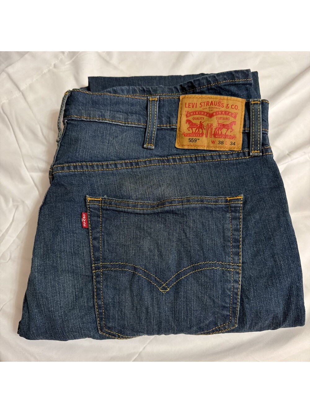 LEVI STRAUSS Men 559 Relaxed Straight 100% Cotton Denim Jean - 38x34 Dark Blue